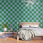 Checkered Checkerboard Check Pattern in Green and Light Blue Wallpaper Gallery Image 3
