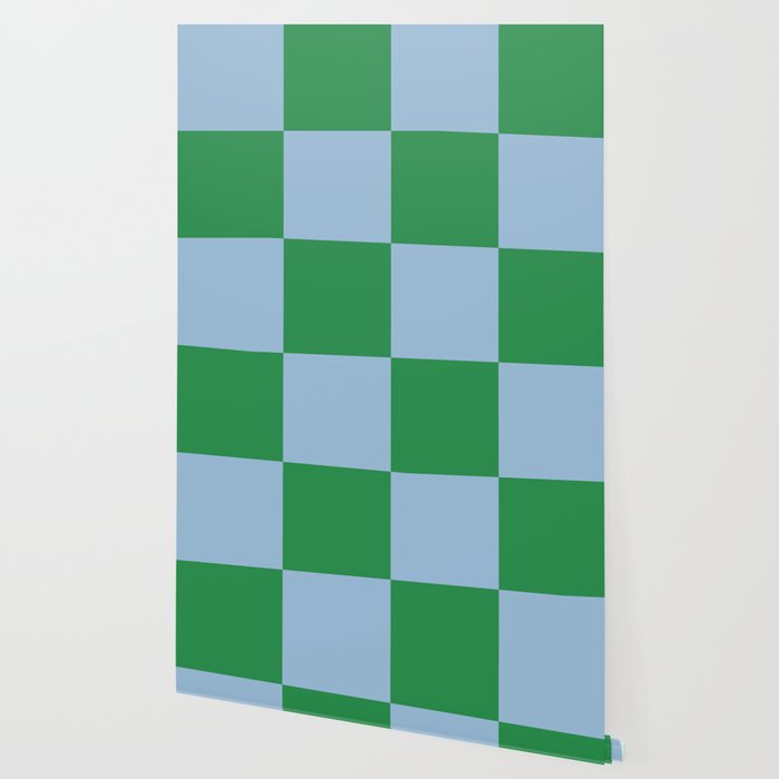 Checkered Checkerboard Check Pattern in Green and Light Blue Wallpaper Gallery Image 2