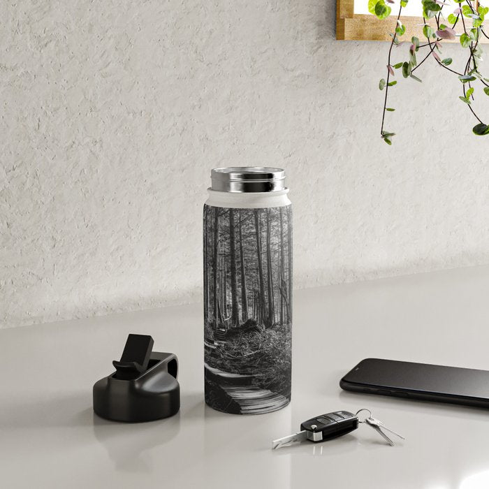 Adventure Nature Path Black and White Water Bottle Gallery Image 4