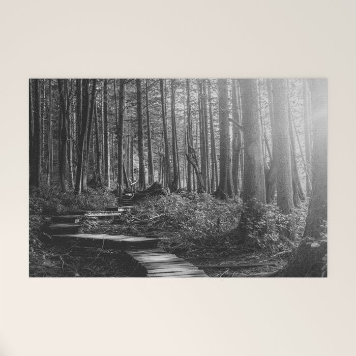 Adventure Nature Path Black and White Welcome Mat Gallery Image 1