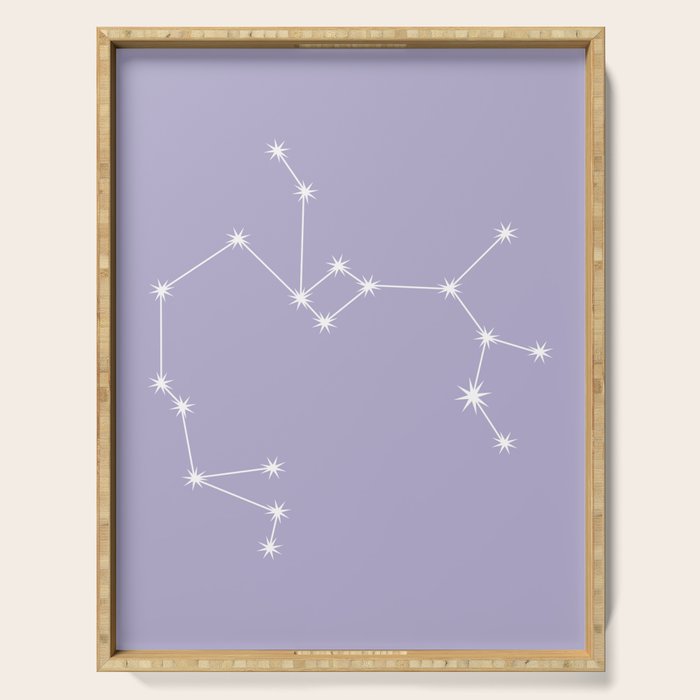 Sagittarius Zodiac Star Constellation Line Art Pastel Lavender Serving Tray Gallery Image 1