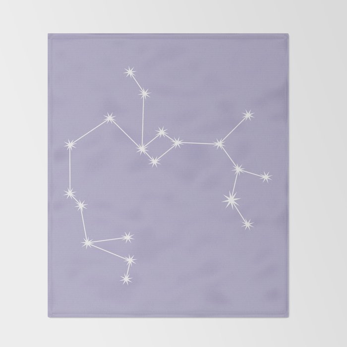 Sagittarius Zodiac Star Constellation Line Art Pastel Lavender Throw Blanket Gallery Image 2