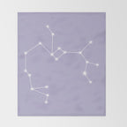 Sagittarius Zodiac Star Constellation Line Art Pastel Lavender Throw Blanket Gallery Image 2