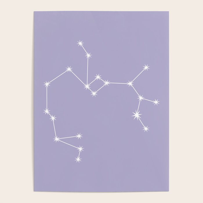 Sagittarius Zodiac Star Constellation Line Art Pastel Lavender Poster Gallery Image 4