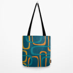 Midcentury Modern Loops Pattern in Moroccan Blue, Orange, and Mustard Tote Bag Gallery Image 2