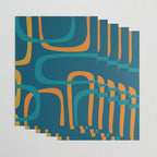 Midcentury Modern Loops Pattern in Moroccan Blue, Orange, and Mustard Wrapping Paper Gallery Image 3