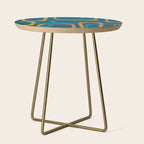 Midcentury Modern Loops Pattern in Moroccan Blue, Orange, and Mustard Side Table Gallery Image 1