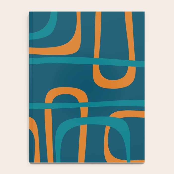 Midcentury Modern Loops Pattern in Moroccan Blue, Orange, and Mustard Notebook Gallery Image 4