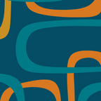 Midcentury Modern Loops Pattern in Moroccan Blue, Orange, and Mustard Coffee Mug Gallery Image 2