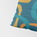 Midcentury Modern Loops Pattern in Moroccan Blue, Orange, and Mustard Pillow Sham Gallery Image 4