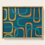 Midcentury Modern Loops Pattern in Moroccan Blue, Orange, and Mustard Serving Tray Gallery Image 1