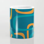 Midcentury Modern Loops Pattern in Moroccan Blue, Orange, and Mustard Coffee Mug Gallery Image 4