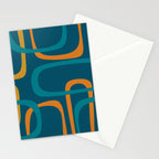 Midcentury Modern Loops Pattern in Moroccan Blue, Orange, and Mustard Stationery Card Gallery Image 2