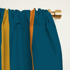 Midcentury Modern Loops Pattern in Moroccan Blue, Orange, and Mustard Window Curtain Gallery Image 2
