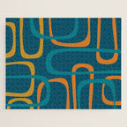 Midcentury Modern Loops Pattern in Moroccan Blue, Orange, and Mustard Jigsaw Puzzle Gallery Image 1