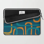 Midcentury Modern Loops Pattern in Moroccan Blue, Orange, and Mustard Laptop Sleeve Gallery Image 2