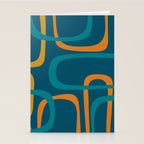 Midcentury Modern Loops Pattern in Moroccan Blue, Orange, and Mustard Stationery Card Gallery Image 2