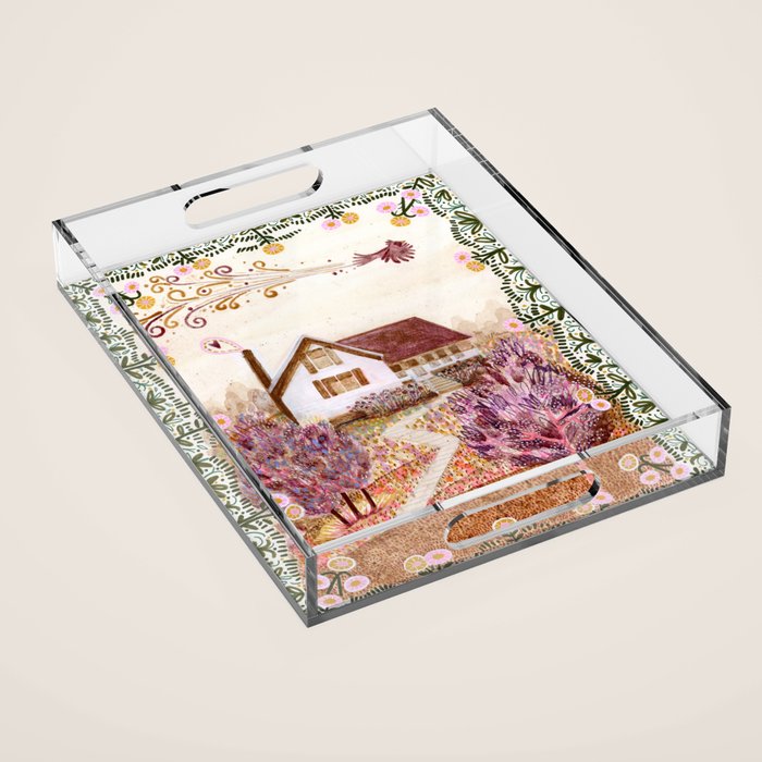 The Old Country Farm in Rustic Brown - Farm House Decor Acrylic Tray Gallery Image 1