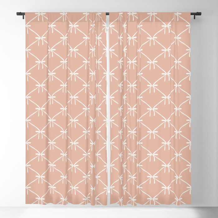 Bows & Ribbons Pattern XLVI Peach Pink Window Curtain Gallery Image 1