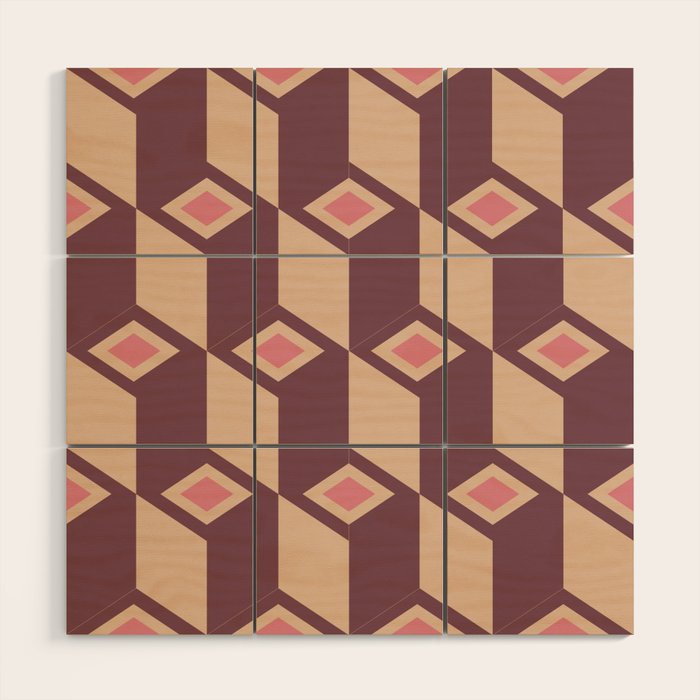 Retro Geometric Bloom Revival Wood Wall Art Gallery Image 1