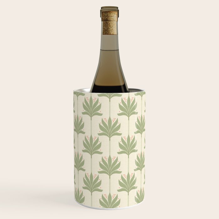Shaker Palm Motif in Sage and Linen Wine Chiller Gallery Image 2
