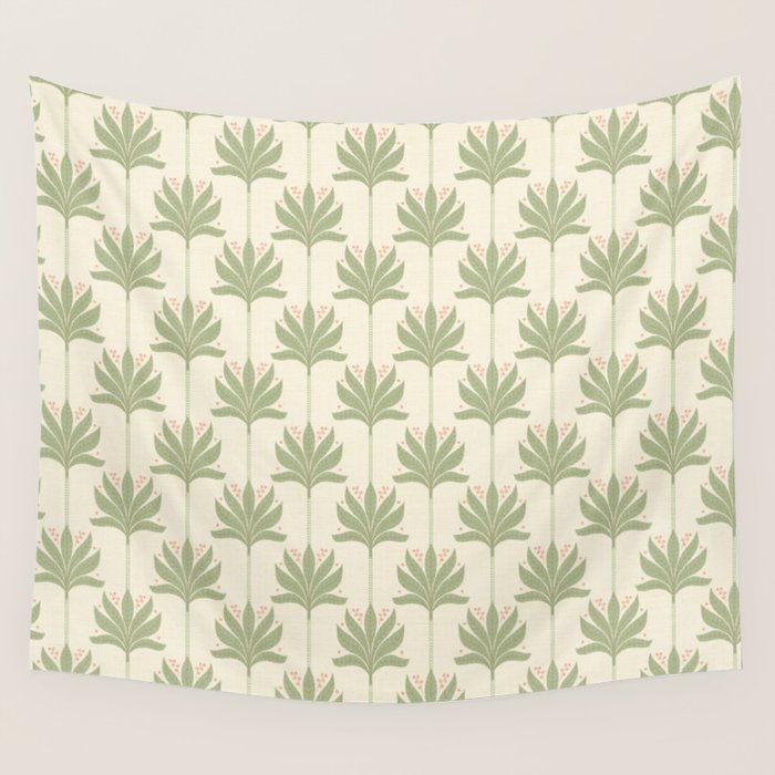 Shaker Palm Motif in Sage and Linen Wall Tapestry Gallery Image 4