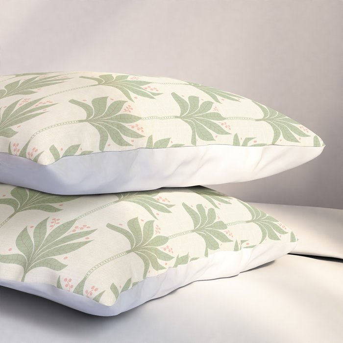 Shaker Palm Motif in Sage and Linen Pillow Sham Gallery Image 3