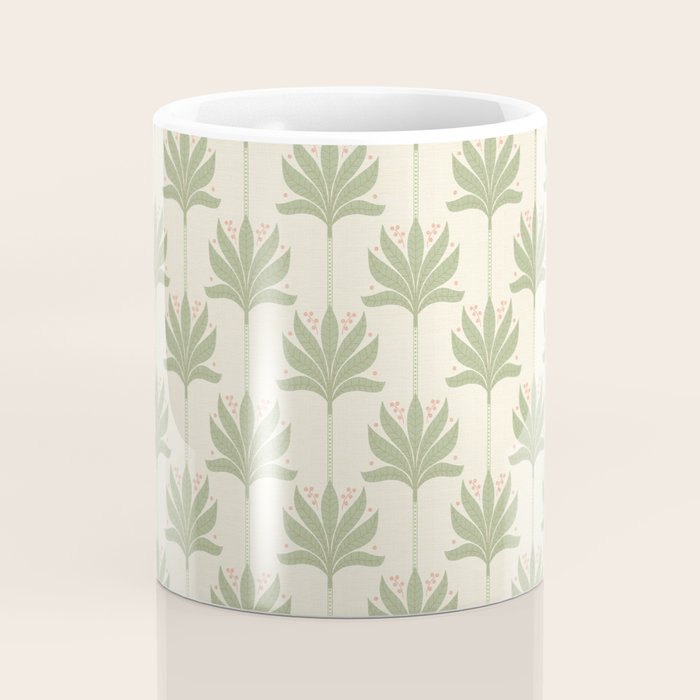 Shaker Palm Motif in Sage and Linen Coffee Mug Gallery Image 4