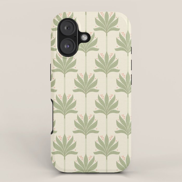 Shaker Palm Motif in Sage and Linen iPhone Case Gallery Image 1