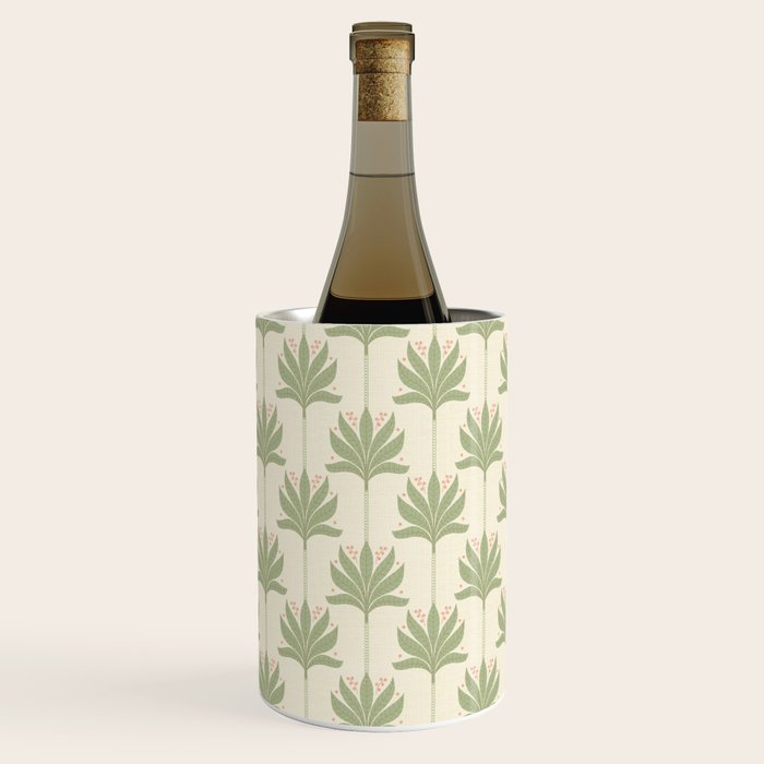 Shaker Palm Motif in Sage and Linen Wine Chiller Gallery Image 3