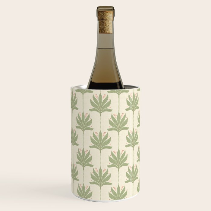 Shaker Palm Motif in Sage and Linen Wine Chiller Gallery Image 1