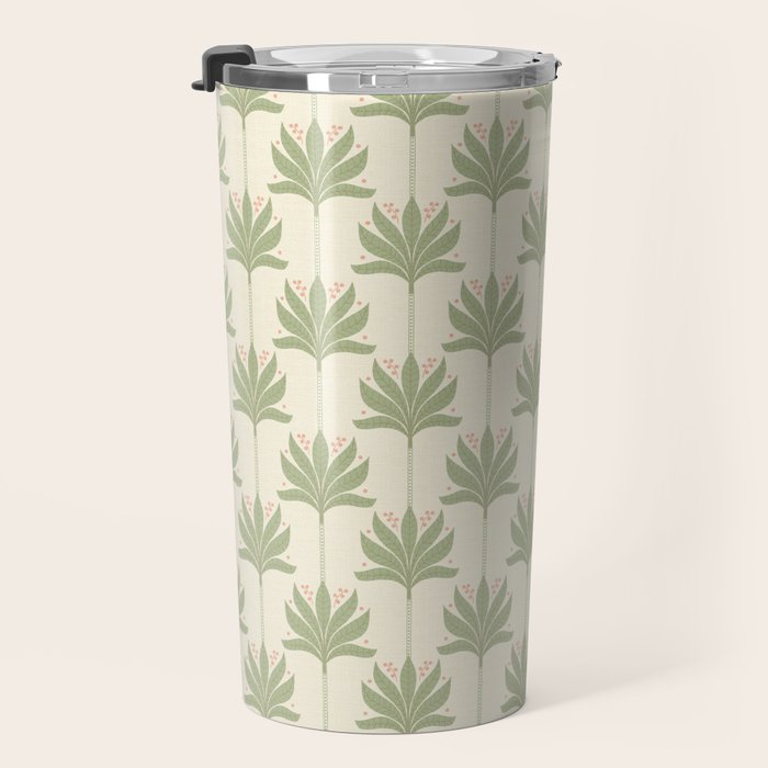 Shaker Palm Motif in Sage and Linen Travel Mug Gallery Image 3