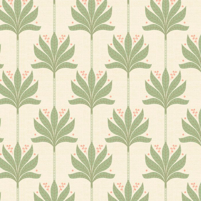 Shaker Palm Motif in Sage and Linen Coffee Mug Gallery Image 2