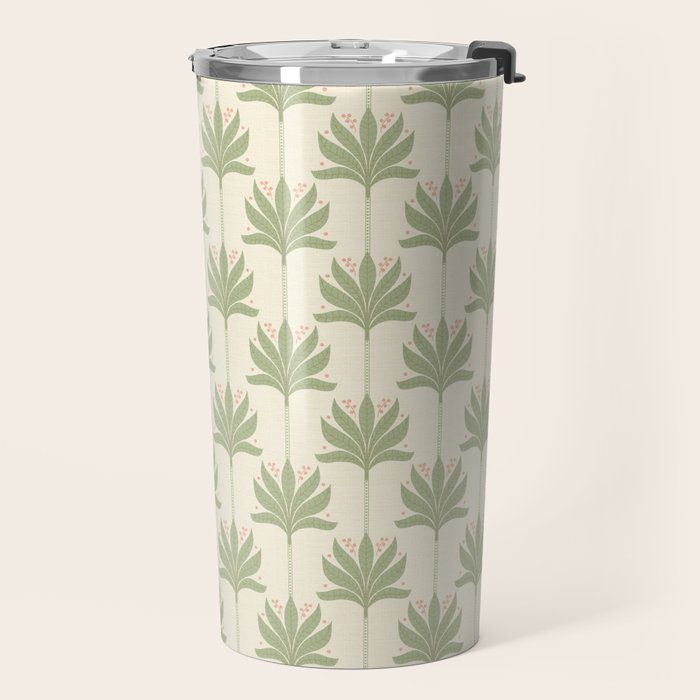 Shaker Palm Motif in Sage and Linen Travel Mug Gallery Image 2