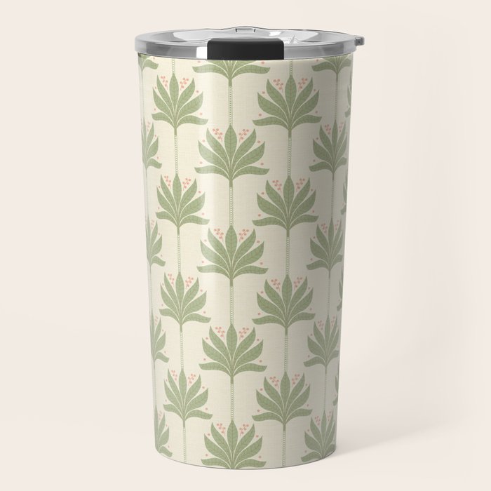 Shaker Palm Motif in Sage and Linen Travel Mug Gallery Image 1