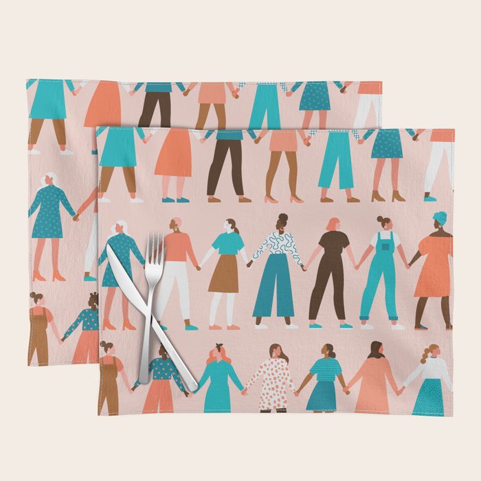 Women empower women feminist illustration collection. International womens day 8 of march graphic Placemat Gallery Image 1