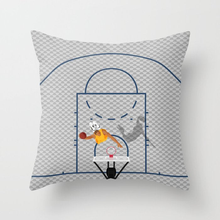 Dunkers | Basketball Court  Throw Pillow Gallery Image 1