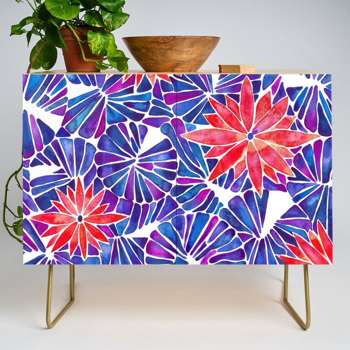 Water Lilies - Indigo & Red Palette Credenza Gallery Image 1