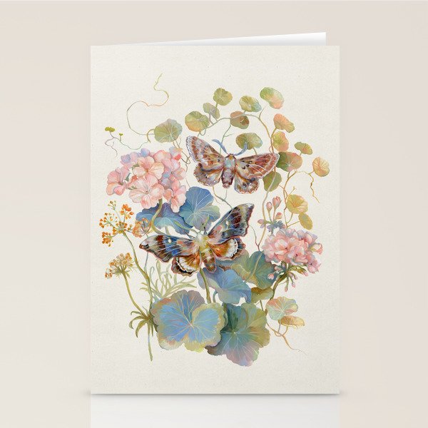 Geranium Moths Stationery Card Gallery Image 1