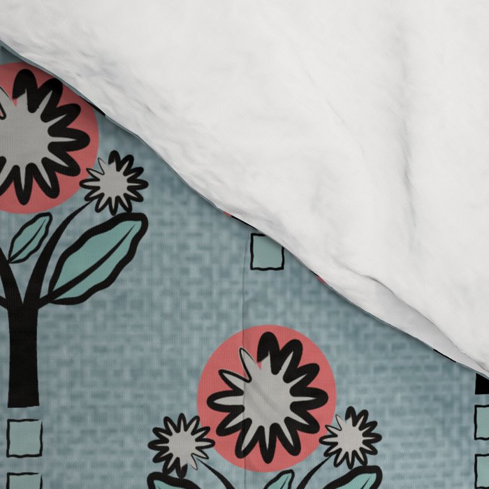 Blockprint Blooms on light blue Comforter Gallery Image 4