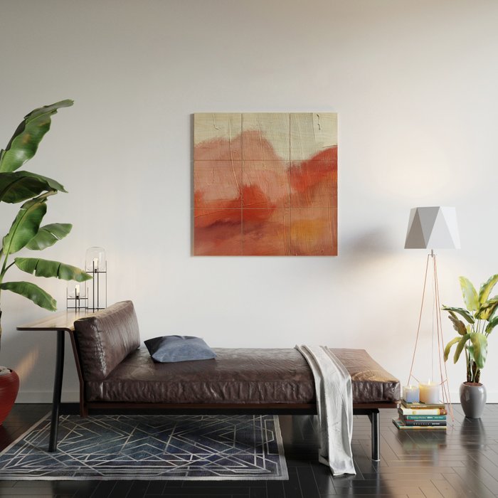 Desert Journey [2]: a textured, abstract piece in pinks, reds, and white by Alyssa Hamilton Art Wood Wall Art Gallery Image 2
