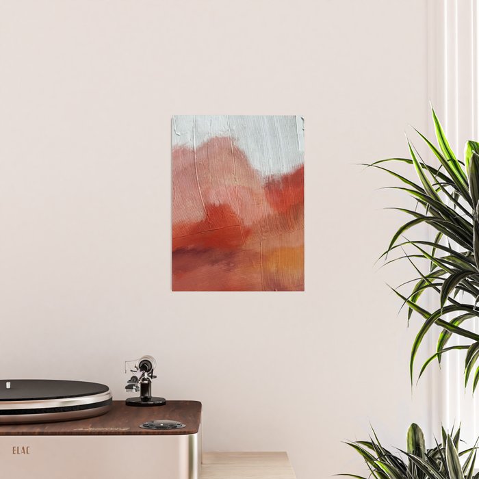 Desert Journey [2]: a textured, abstract piece in pinks, reds, and white by Alyssa Hamilton Art Poster Gallery Image 2