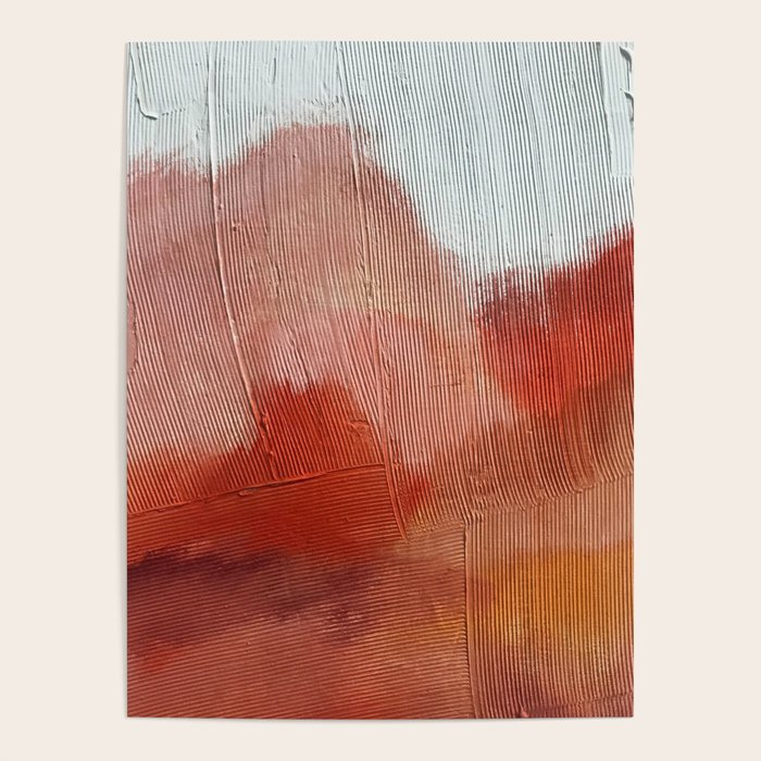 Desert Journey [2]: a textured, abstract piece in pinks, reds, and white by Alyssa Hamilton Art Poster Gallery Image 1