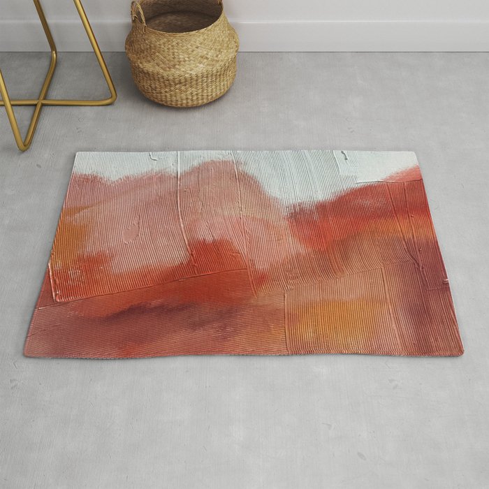 Desert Journey [2]: a textured, abstract piece in pinks, reds, and white by Alyssa Hamilton Art Rug Gallery Image 1