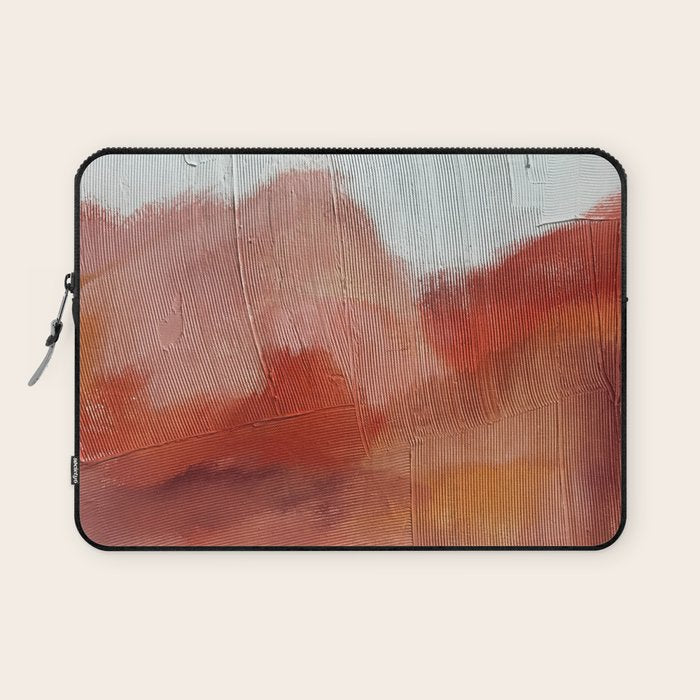 Desert Journey [2]: a textured, abstract piece in pinks, reds, and white by Alyssa Hamilton Art Laptop Sleeve Gallery Image 1