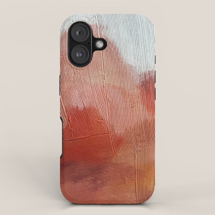 Desert Journey [2]: a textured, abstract piece in pinks, reds, and white by Alyssa Hamilton Art iPhone Case Gallery Image 1