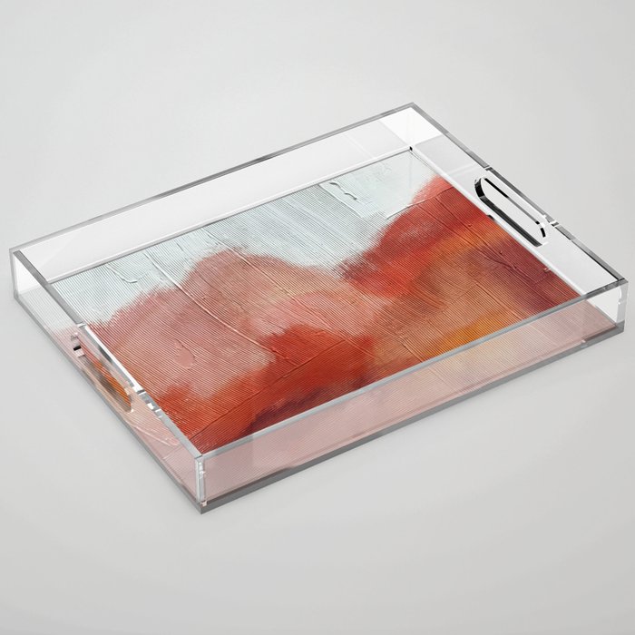 Desert Journey [2]: a textured, abstract piece in pinks, reds, and white by Alyssa Hamilton Art Acrylic Tray Gallery Image 1