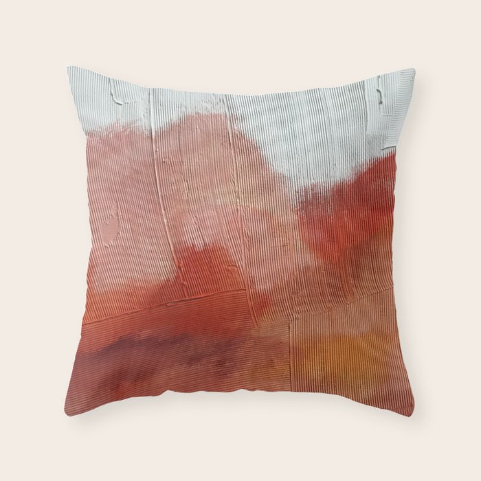 Desert Journey [2]: a textured, abstract piece in pinks, reds, and white by Alyssa Hamilton Art Throw Pillow Gallery Image 6
