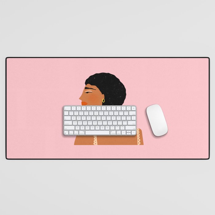 Black Woman Side Profile Desk Mat Gallery Image 1