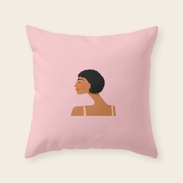 Black Woman Side Profile Throw Pillow Gallery Image 6